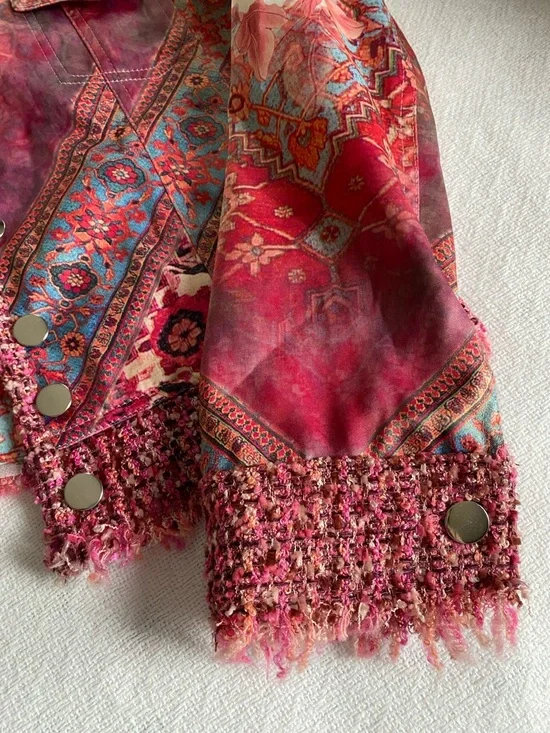 Boho Chic Multi-Pattern Fringe Jacket - Picture 2 of 6